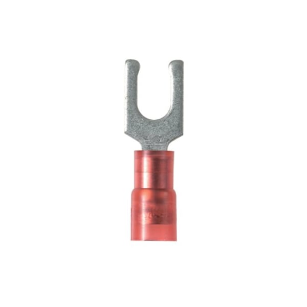 Fork Terminal, #8 Stud Size, 18 AWG, 600 V, Nylon Insulated, Red, 100 PK